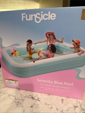 Funsicle Serenity Blue Family Inflatable Pool 
120" L by 72" W by 22" H    NWT